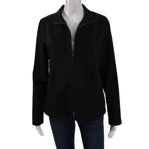 Shin Choi Womens Windbreaker Black Zip Collared Long Sleeve Size 6